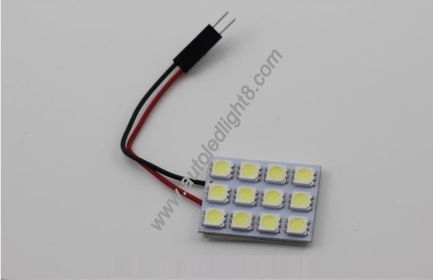 Universal T10 / Festoon 12 SMD LED Interior Dome / Map Light Bulb Panel - White