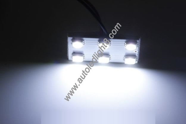 Car 6 Smd 5050 Led Light Panel T10 Festoon Dome Light Adapter