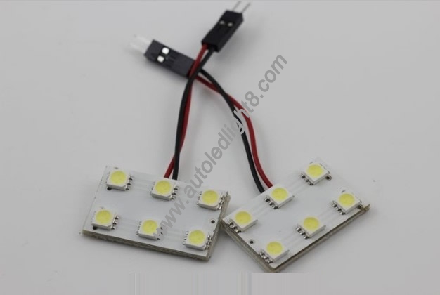 Car 6 Smd 5050 Led Light Panel T10 Festoon Dome Light Adapter