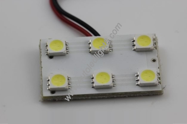 Car 6 Smd 5050 Led Light Panel T10 Festoon Dome Light Adapter