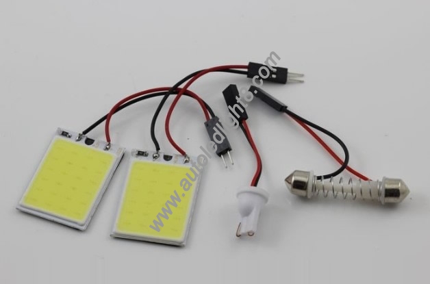 Car Vehicle White 24 COB LED Interior Light Panel With T10 Festoon Adapter