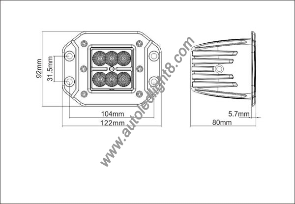 4.5inch Flush Mount 18W CREE LED Work Light