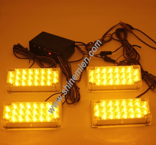 4 X 22 LED Amber/White Auto Strobe Flash Lights emergency Grill warning Light