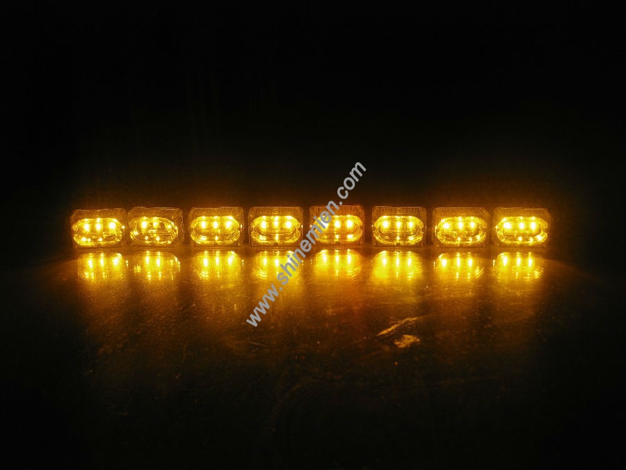 Led 8x3 Emergency Strobe Warning Flash High Power 1W Grill Light LightBar Amber White