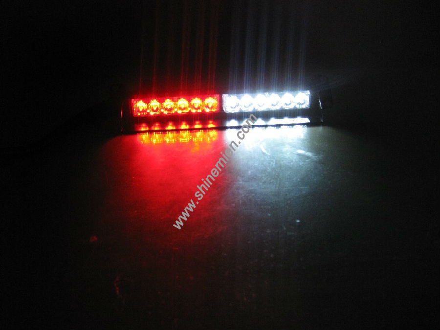 Led Emergency Strobe Warning Fireman Lightbar 12leds Windshield Light Red White