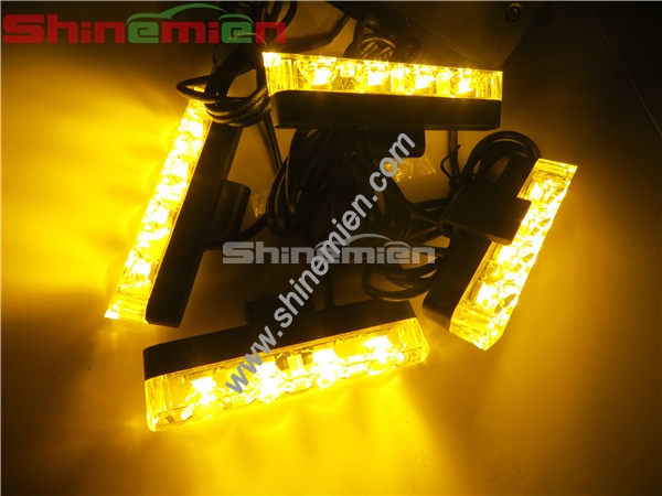 New Arrival 4x4LED Car Flashing Grill Strobe Light Lamp Amber color