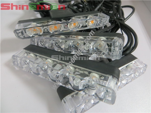 New Arrival 4x4LED Car Flashing Grill Strobe Light Lamp Amber color