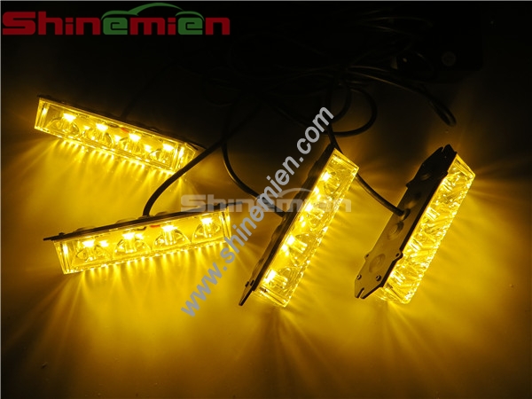 Car Strobe Lights 4x4 LED Flash Warning Police Firemen Auto Grille