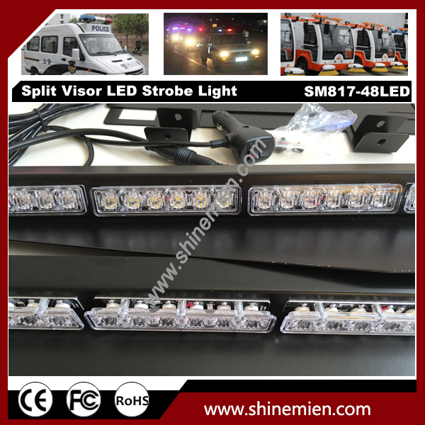 12V 48 LED 15 modes Flashing Led Warning Strobe Split Mount Deck Dash Light bar