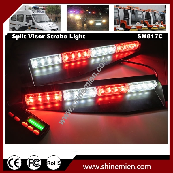 Interior Emergency LightBar White Strobe 32 LED Light Bar Split Visor Dash Deck with New Digital Con