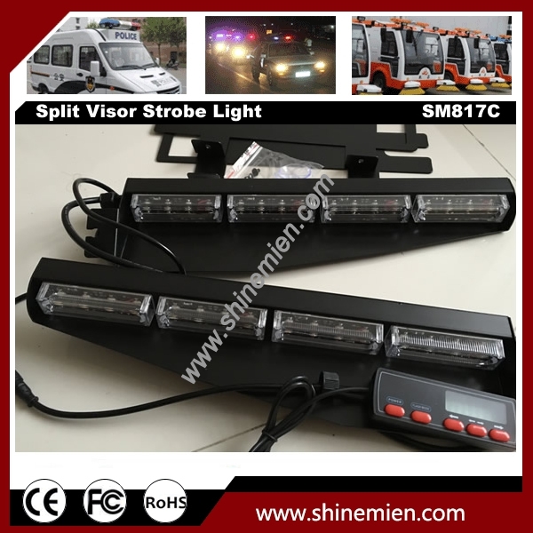 Interior Emergency LightBar White Strobe 32 LED Light Bar Split Visor Dash Deck with New Digital Con