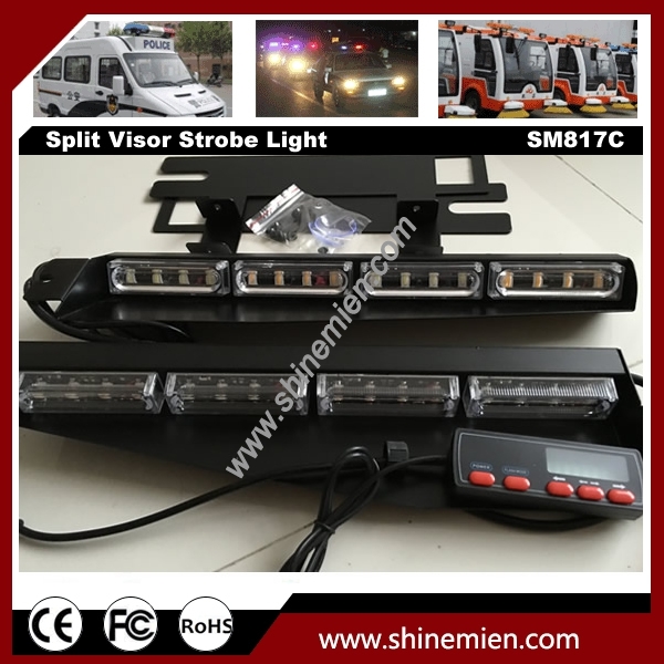 Interior Emergency LightBar White Strobe 32 LED Light Bar Split Visor Dash Deck with New Digital Con