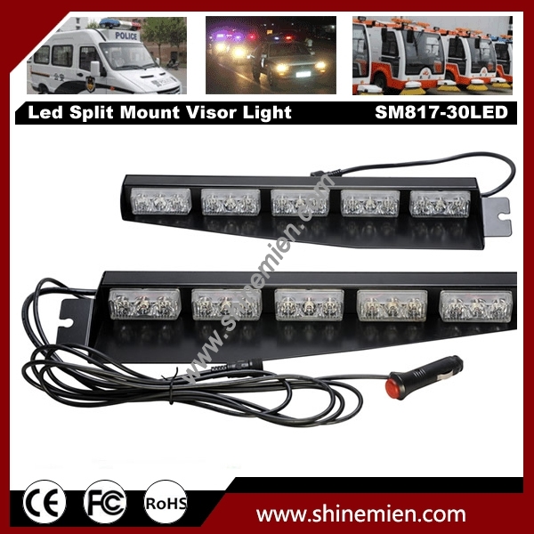 34" 30 LED R/W Emergency Warning Strobe Light Bar Visor Deck Split Flash Vehicle 