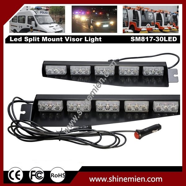 Led Split Mount Visor Light SM817-30LED1.jpg 30LED Emergency Led Warning Strobe Visor Light Split Mount Deck Dash Lightbar