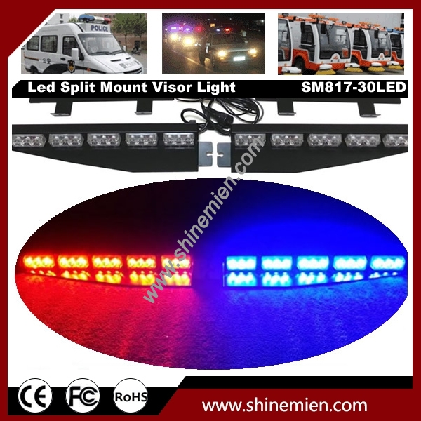 Led Split Mount Visor Light SM817-30LED2.jpg 30LED Emergency Led Warning Strobe Visor Light Split Mount Deck Dash Lightbar