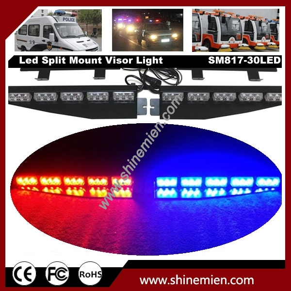 30LED Emergency Led Warning Strobe Visor Light Split Mount Deck Dash Lightbar 