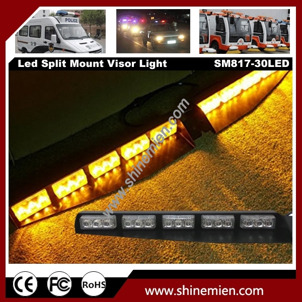 Led Split Mount Visor Light SM817-30LED4.jpg 30LED Emergency Led Warning Strobe Visor Light Split Mount Deck Dash Lightbar