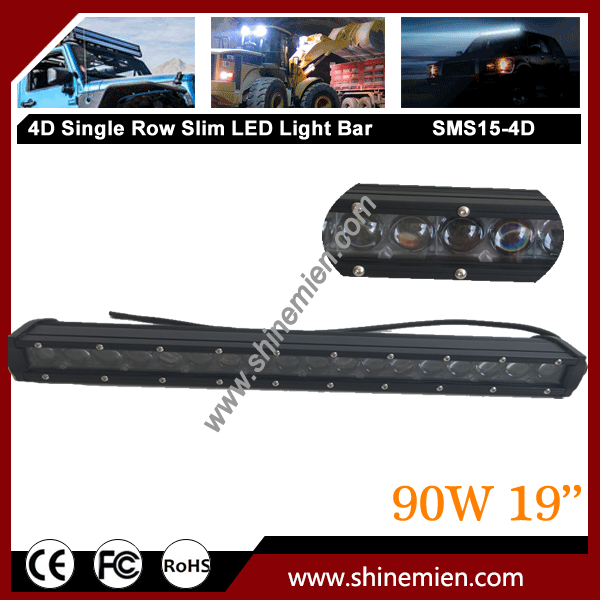 Slim Single Row 19 inch 90W 5W CREE LED 4D Lens OffRoad Spot Light Bar 