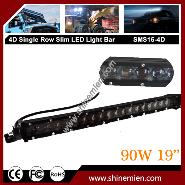 Slim Single Row 19 inch 90W 5W CREE LED 4D Lens OffRoad Spot Light Bar 