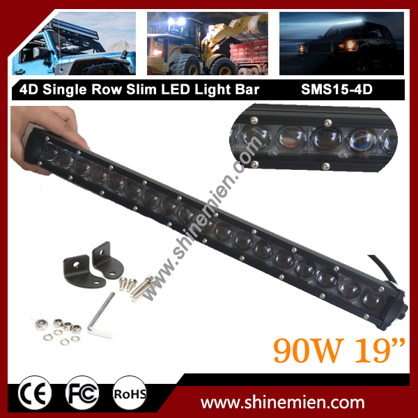 Slim Single Row 19 inch 90W 5W CREE LED 4D Lens OffRoad Spot Light Bar 