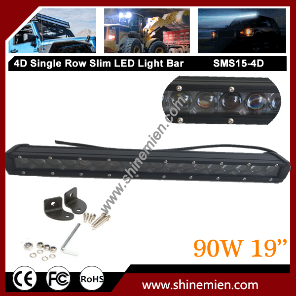 Slim Single Row 19 inch 90W 5W CREE LED 4D Lens OffRoad Spot Light Bar 