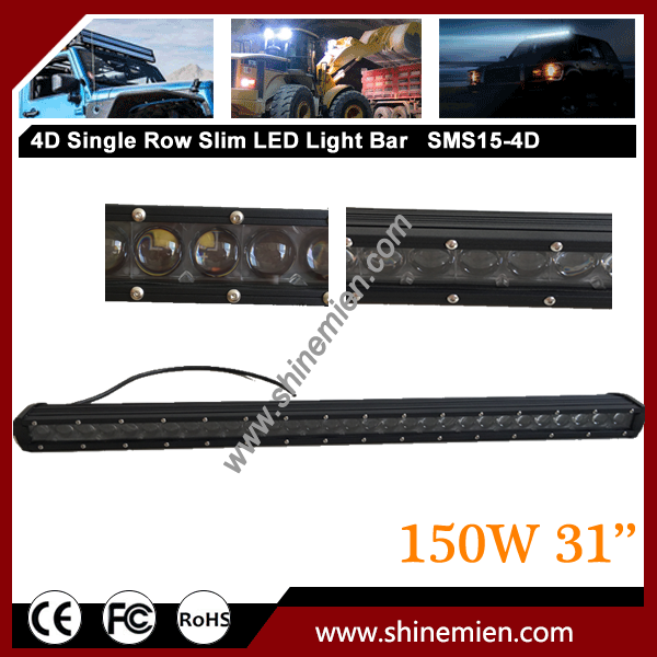 31inch Cree Slim Single Row 4D LED Work Light Bar 150w For 4X4 Offroad 