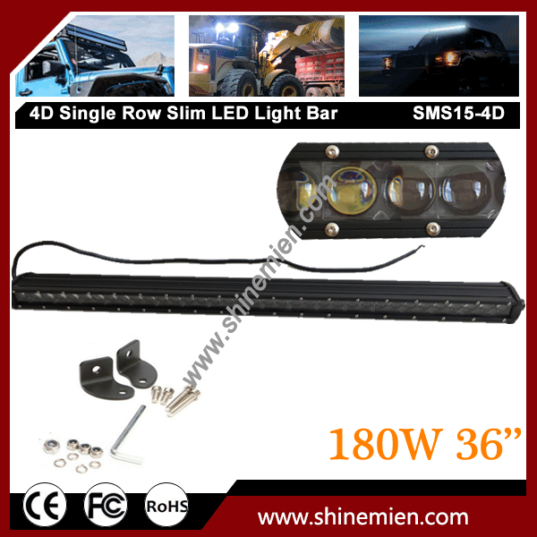 Slim Single Row 4D CREE LED Light Bar 36 Inch 180W Combo Spot Flood Beam Work Offroad 4WD 