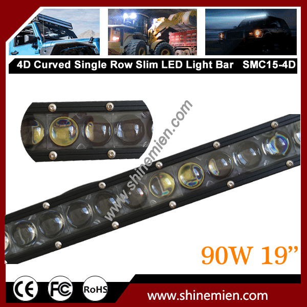 Curved 90W Slim 4D Led Light Bar Slim 90w Offroad 19Inch IP67 Led Work Light Bar 4x4 SUV Truck Slim 