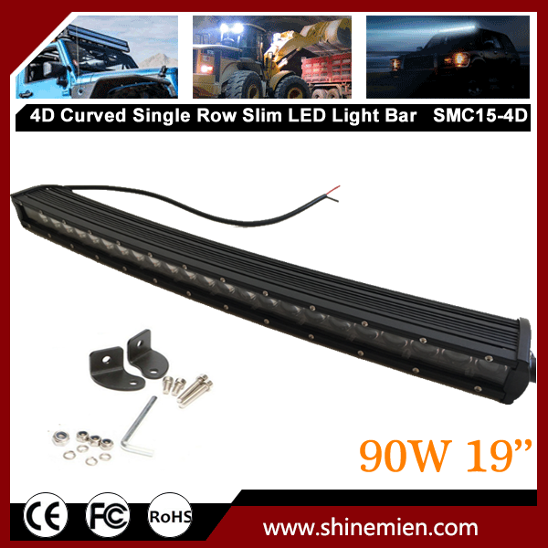 Curved 90W Slim 4D Led Light Bar Slim 90w Offroad 19Inch IP67 Led Work Light Bar 4x4 SUV Truck Slim 