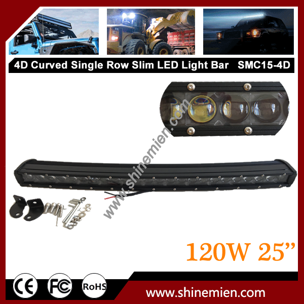 12V 24V CR EE 4D LED light bar 25 inch 120W Slim Single Row Spot Beam Super bright for ATV 4x4 offro