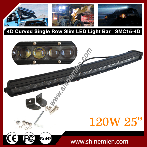 12V 24V CR EE 4D LED light bar 25 inch 120W Slim Single Row Spot Beam Super bright for ATV 4x4 offro